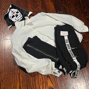 SVG S Streetwear Black Distressed Jeans Zipper Detail Y2K Urban